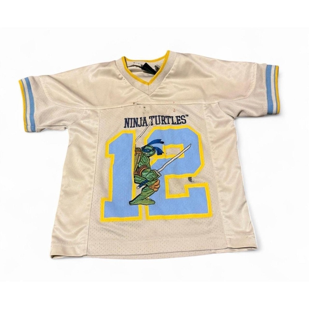 Vintage TMNT Ninja Turtles Jersey Kids Size 5 #12 Embroidered 90s Nickelodeon